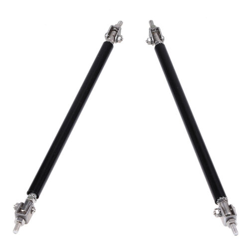 2x Black 10cm Adjustable Bumper Lip Air Splitter Support Rods Strut Tie Bar