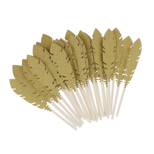 Pack Shiny Feather Cupcake Picks Cake Toppers Baby Shower Party 60pcs