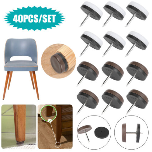 Nail-on 40x Furniture Table Chair Leg Feet Floor Protectors Nylon Anti-slip Pad