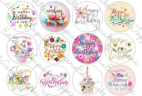 Happy Birthday Cupcake Toppers Ladies Girls Female Edible Icing Cake 