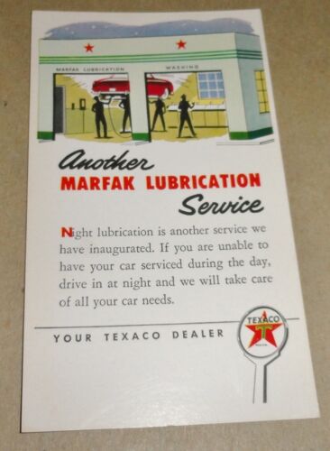 1950/'s Texaco Oil Postcard Marfax Lubrication Service