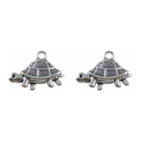 20 pcs Vintage Silver Zinc Alloy Metal Tortoise Charm Pendant Jewelry 26x19 MM 
