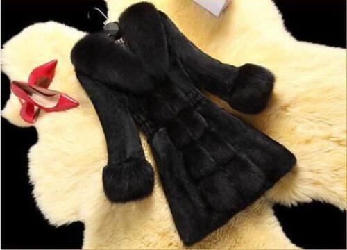 Ladies Fox Fur Clothing Mid-Long Jacket Winter Warm Coat Thick Parka Plus Size