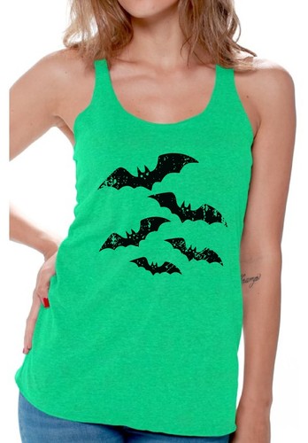 Women/'s Halloween Bats Racerback Tank Tops Evil Black Vintage Bats