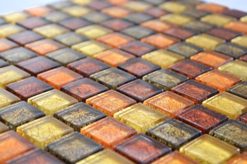 Mosaik Fliese Transluzent Glasmosaik Crystal gold orange 10 Matten 120-0781/_f