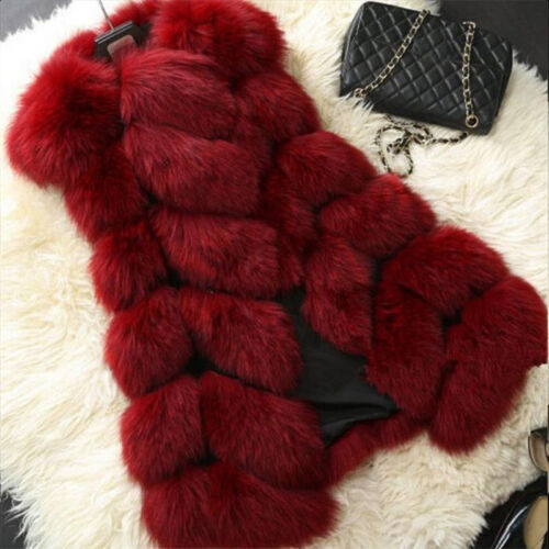 Women Faux Fur Fluffy Gilet Vest Waistcoat Sleeveless Jacket Warmer Coat Outwear