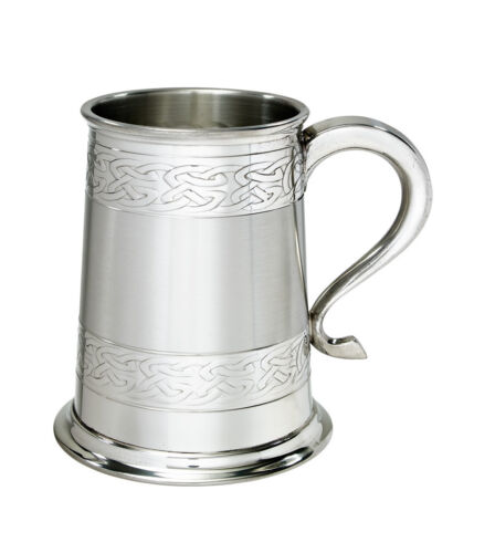 NEW Personalised 1 Pint Embossed Celtic Band Pewter Tankard Any Message Engraved