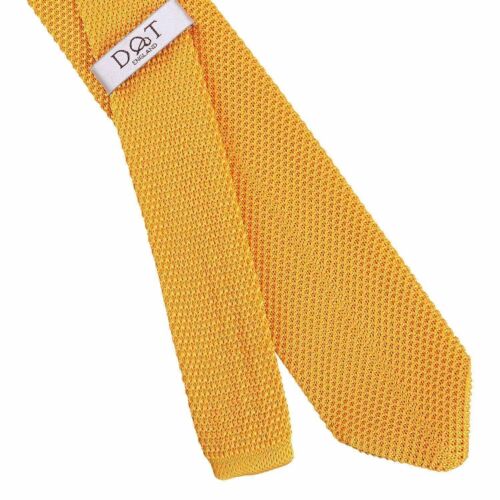 Marigold Jaune Homme Cravate Slim Knit Tricot plaine solide moderne Cravatte par DQT