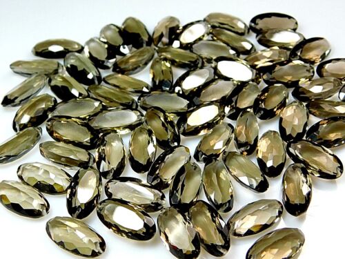 6 Pcs Hydro Smoky Quartz Top Front To Back Drilled Faceted Oval Beads 20x10MM 