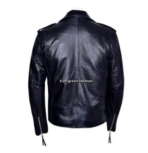 Men/'s Slim Fit BLACK Designer BRANDO Fitted Real Soft Lambskin Biker Jacket