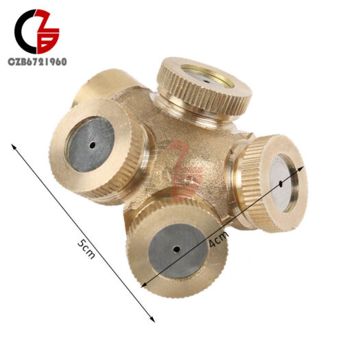 4 Hole Brass Water Connector Spray Misting Nozzle Sprinklers Fitting Garden Tool 