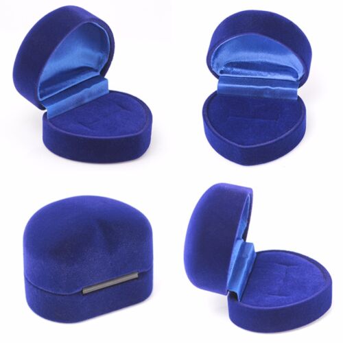 Details about  / Heart Blue Velvet Wedding Ring Earring Jewelry Display Gift Box