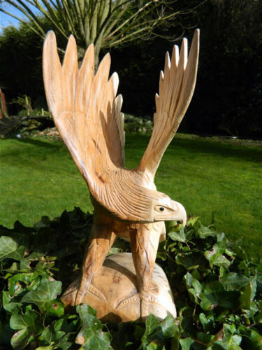 Wooden Eagle Carving Hand Carved Bird Approx 30cm