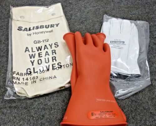GK011R/8H,11" SALISBUR Natural Rubber Electrical Glove Kit,Class 0,Sz 8H NEW! 