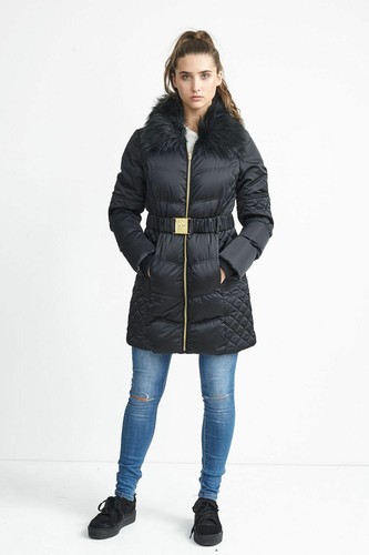 Da Donna Brave Soul Imbottito Con Cappuccio Con Cintura Inalatore Taglio Lungo Inverno Donna Giacca Cappotto