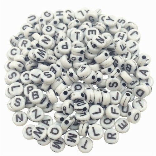 100Pcs Acrylic 5.5mm Cube 7mm Round ALPHABET BEADS DIY JEWELRY MIXED LETTER A-Z