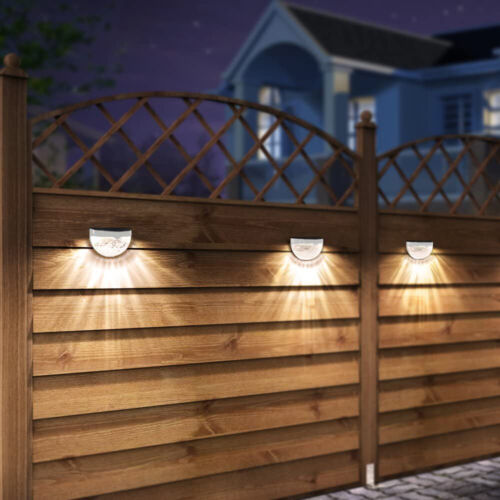LED Fence Yard Lamp Light Wall Mount Solar Powered Outdoor Garden Path Landscape 