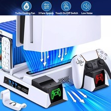 PS5 Standfuß mit 3 Stufen Lüfter und PS5 Controller Ladestation PS5 Ständer