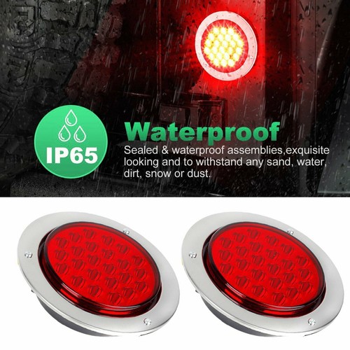 2 PCS 24 LED Red 4/" Round Tail Brake Stop Turn Signal Rear Tail Light Truck UK