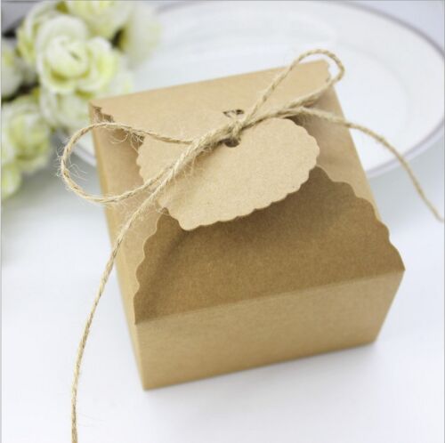 50pz Cubo Scatola Portaconfetti Porta dolcetti Carta Kraft Elegante Giardino