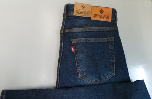 Jeans Denim Uomo 100/% Autentico RIVERSIDE COLLEZIONE Tasca Croce darkblue Slimfit