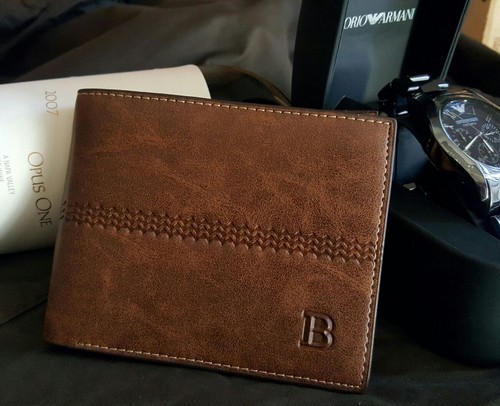 New Men/'s Leather Bifold ID Card Holder Purse Wallet Billfold Handbag Clutch
