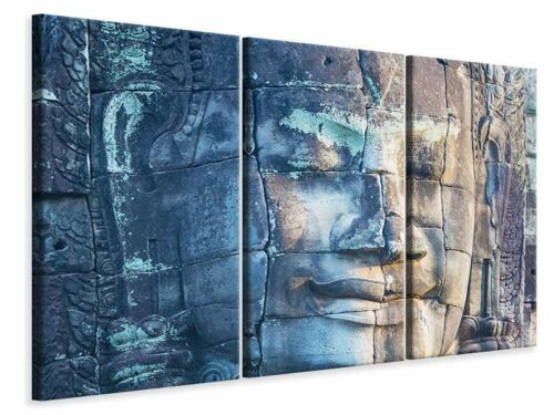 Bild 3-teilig Buddha Statur Leinwand Acrylglas Aluminium Metall Hartschaum 