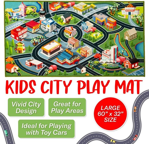 Kids Car Rug Town Road Map Carpet Playmat 60/" x 32/"