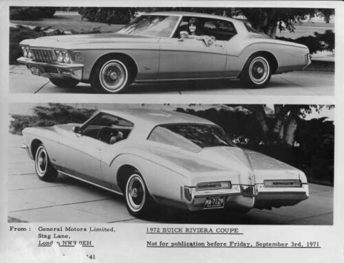 1972 Buick Riviera Coupe Press Photo 0071