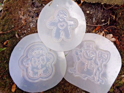 3 molds  2 gingerbread 2-2.5" 1  snowman 3"  poly plastic moulds  all 1/8th" T 