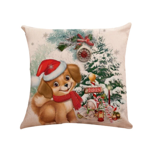 Cotton Linen Merry Christmas Pillow Case Sofa Throw Cushion Cover Home Car Decor