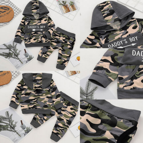 ️Newborn Baby Boys Camouflage Hooded Tops+Pants Tracksuit Outfits Set Clothes