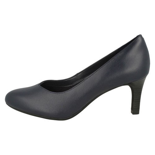 CLARKS Dancer Nolin Ladies Navy Leather Court Shoe