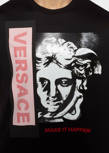 Versace 3D Print Mens Black Graphic Medusa T-Shirt 3X-Large