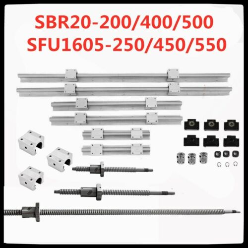SBR20 Linearführung Welle CNC SFU/RM1605 Kugelumlaufspindel ball screw BK/BF12 