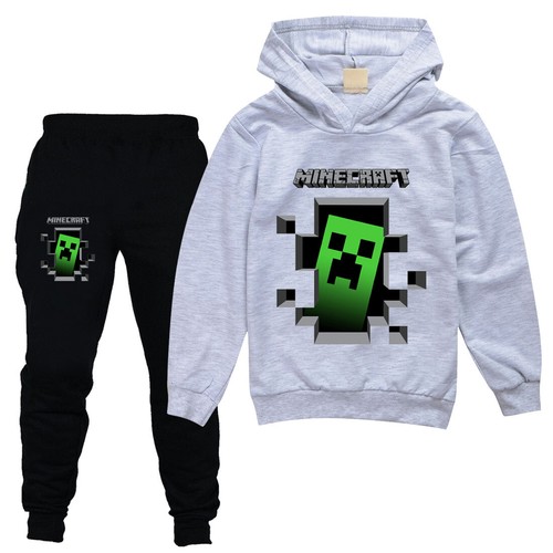 Hosen Set Kapuzen Trainingsanzug Beiläufig Jungen Mädchen Minecraft Hoodies