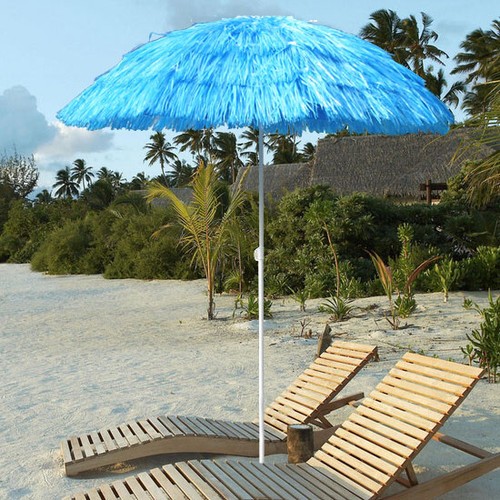 Hawaii Sonnenschirm Ø 160 cm Strandschirm Ampelschirm Schirm mit Kurbel Blau