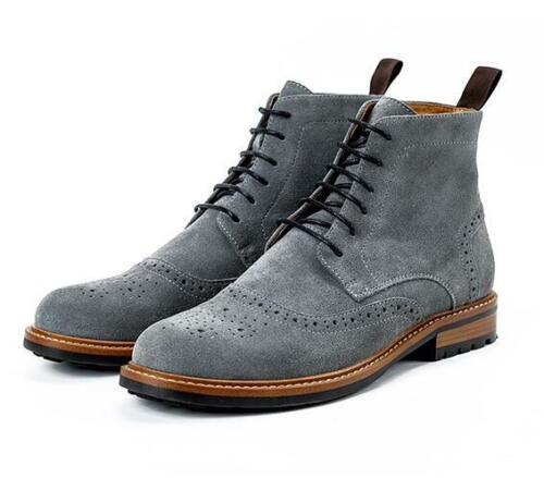 Brogue Men Real Leather Ankle Boots Shoes Work Carved Lace up Business Outdoor L