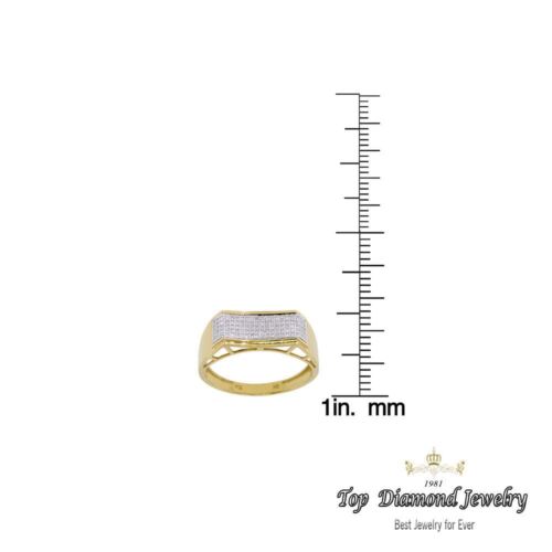 10k Real Oro Amarillo Pavé Diamante Redondo Banda de Anillo de compromiso de boda para hombres 0.26Ct