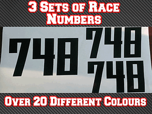 3 Sets Race Numbers 5/" 125mm  Motocross Vinyl Stickers DecalTrack Bike Kart N12