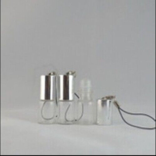 12pcs 3ml glass roll on bottle glass roller ball pendant string clear//brown bott