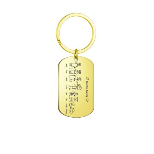 Amaxer Family Member Name Laser Marking Custom Nameplate Keychain Pendant Gift