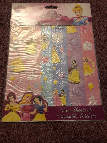 Reusable Sticker Fun Party Disney Princess Pack of 5 Sheets Loot Bag Kids