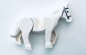 LEGO White Horse with Moveable Legs- Black Bridle from 70404 Castle Set