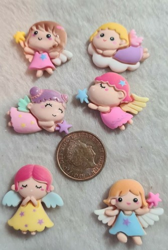 6pcs resina Flatback Piccolo Angelo Carino ragazze design come si vede nella foto