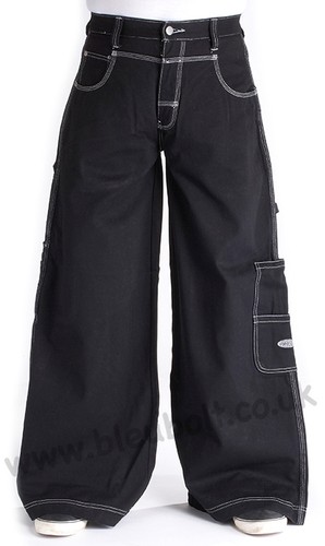 Bleubolt Goth Skater Jeans 34 pollici Orlo Big Size Super Baggy Loose Fit STILE 1500