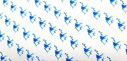 1:12 Vintage Dollhouse Wallpaper Clauss Mfg 1976 Blue Birds on cream 2 sheets