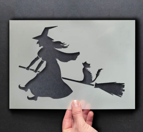 Stoffe Möbel Art Halloween Schablone Hexe auf Besenstiel Malen Zeichen,Wände