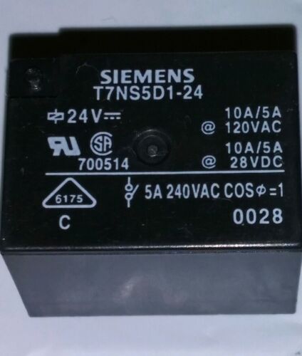 Siemens T7NS5D1-24 24VDC Relé 10 Amp SPDT tablero de PC de montaje de un polo de doble