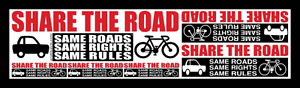 Five 15/" X 3 3//4/" /"Share la route/" Vélo avocat 1 en 6-MEGA STICKERS